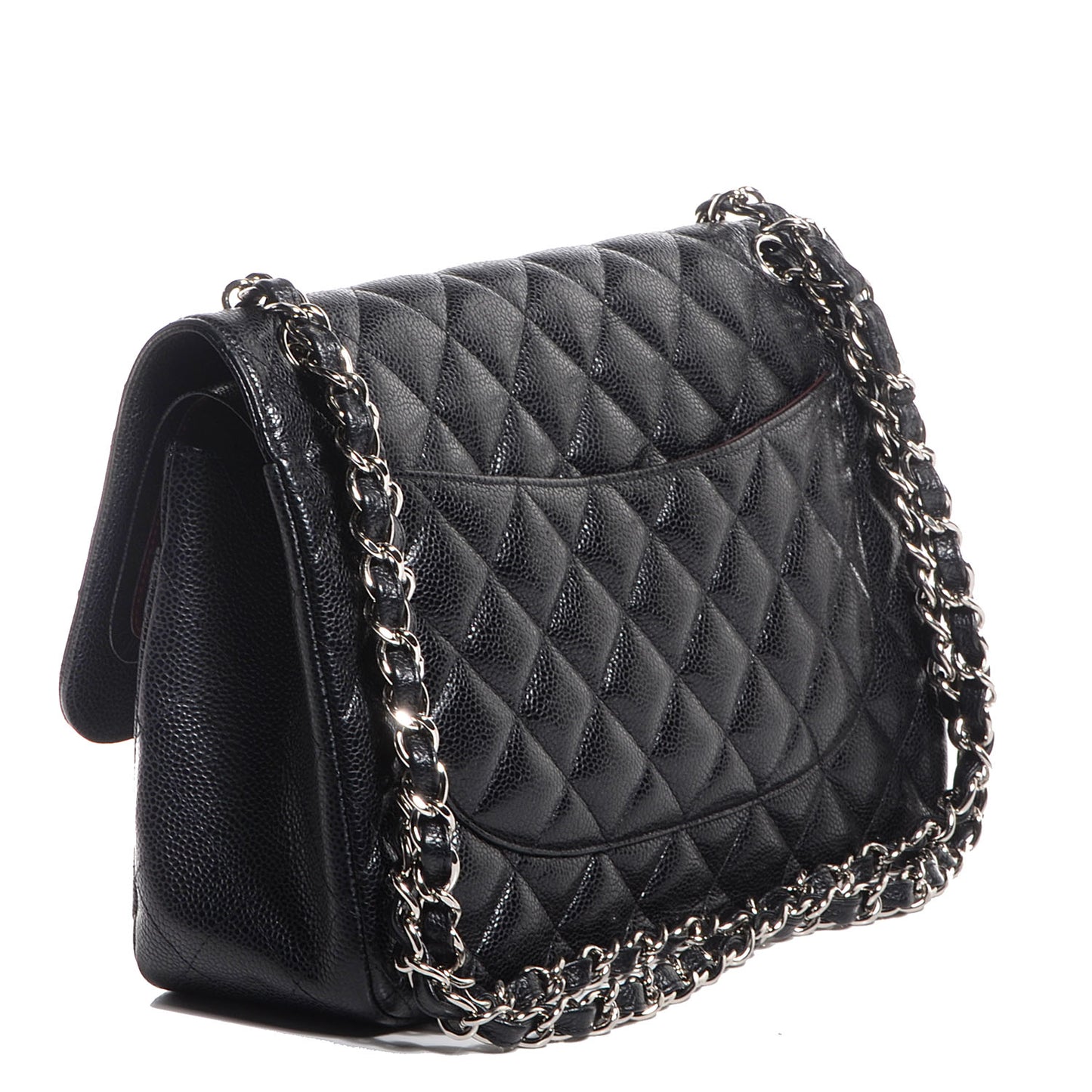 Caviar Quilted Jumbo Double Flap Black