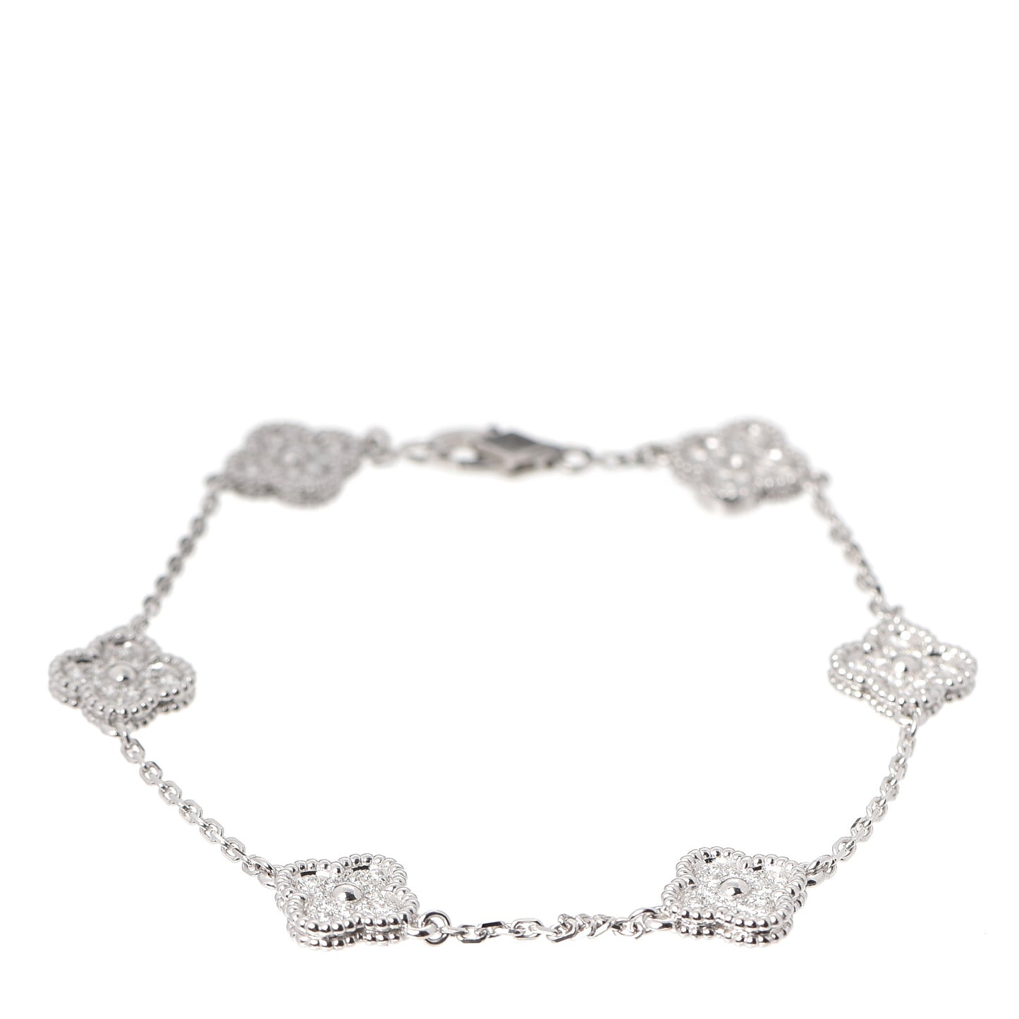 18K White Gold Diamond 6 Motifs Sweet Alhambra Bracelet