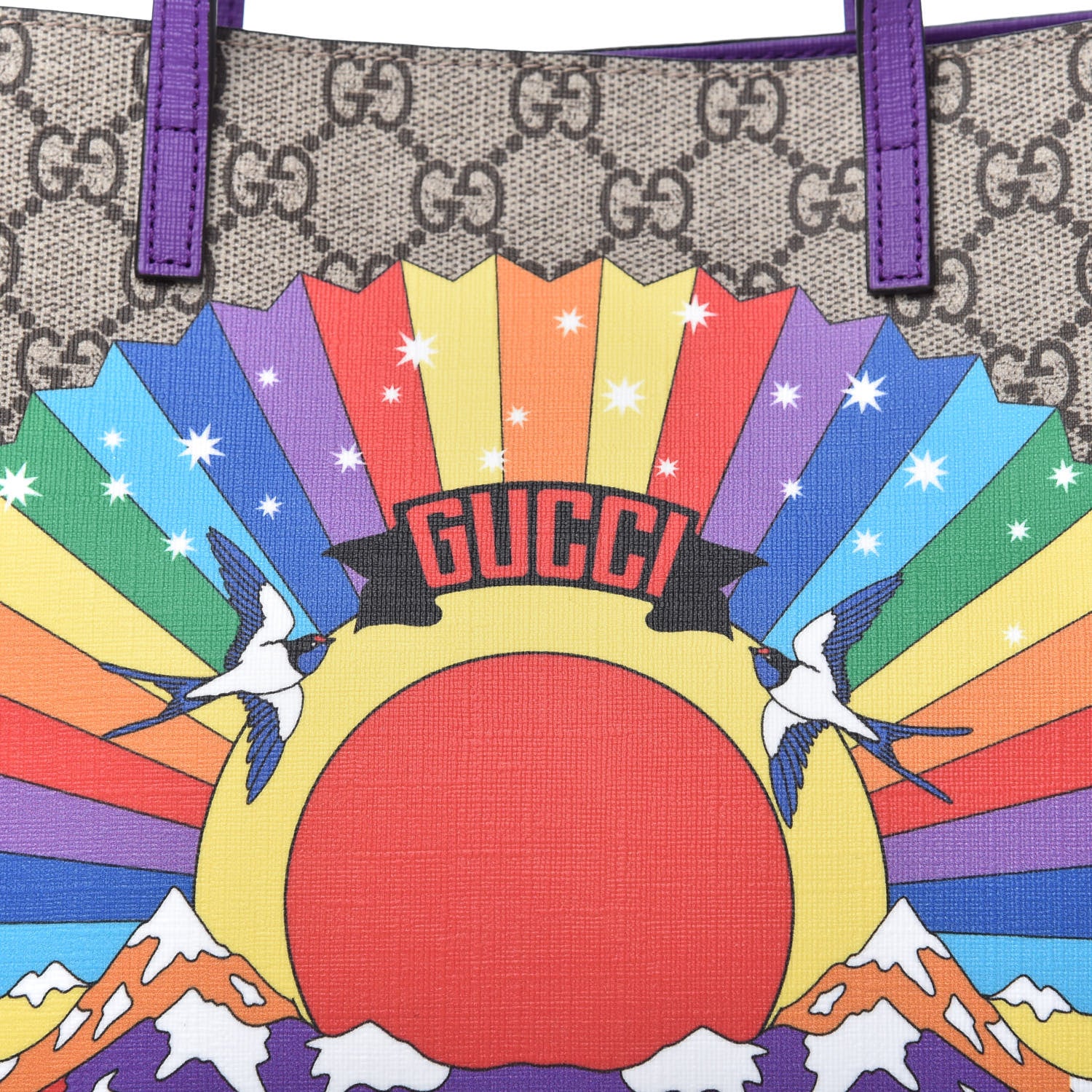 Gucci GG Supreme Monogram Childrens Rainbow Birds Tote 10 of 10