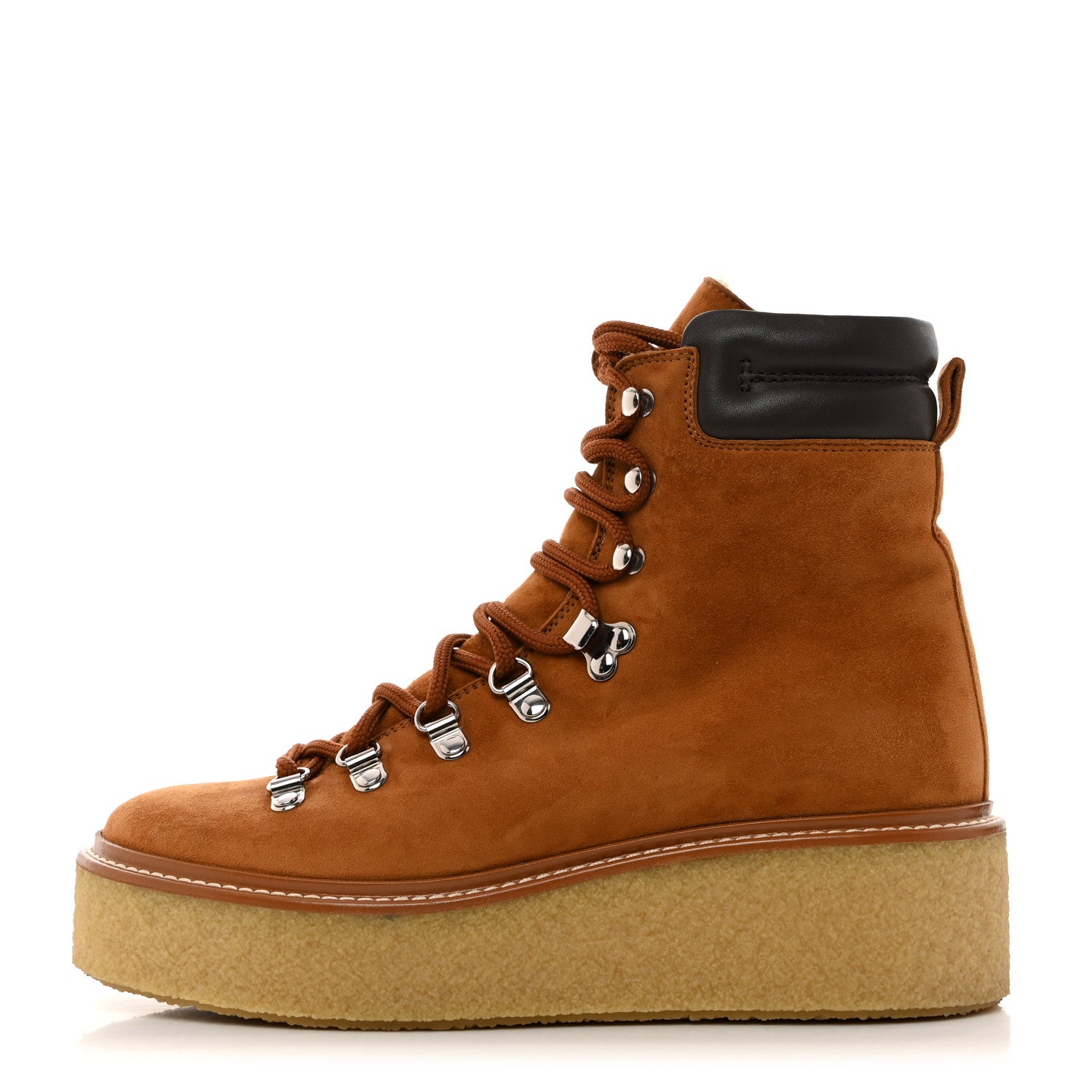 Hermes Suede Shearling Womens Discovery Ankle Boots 36 Camel Ecru 1 of 8
