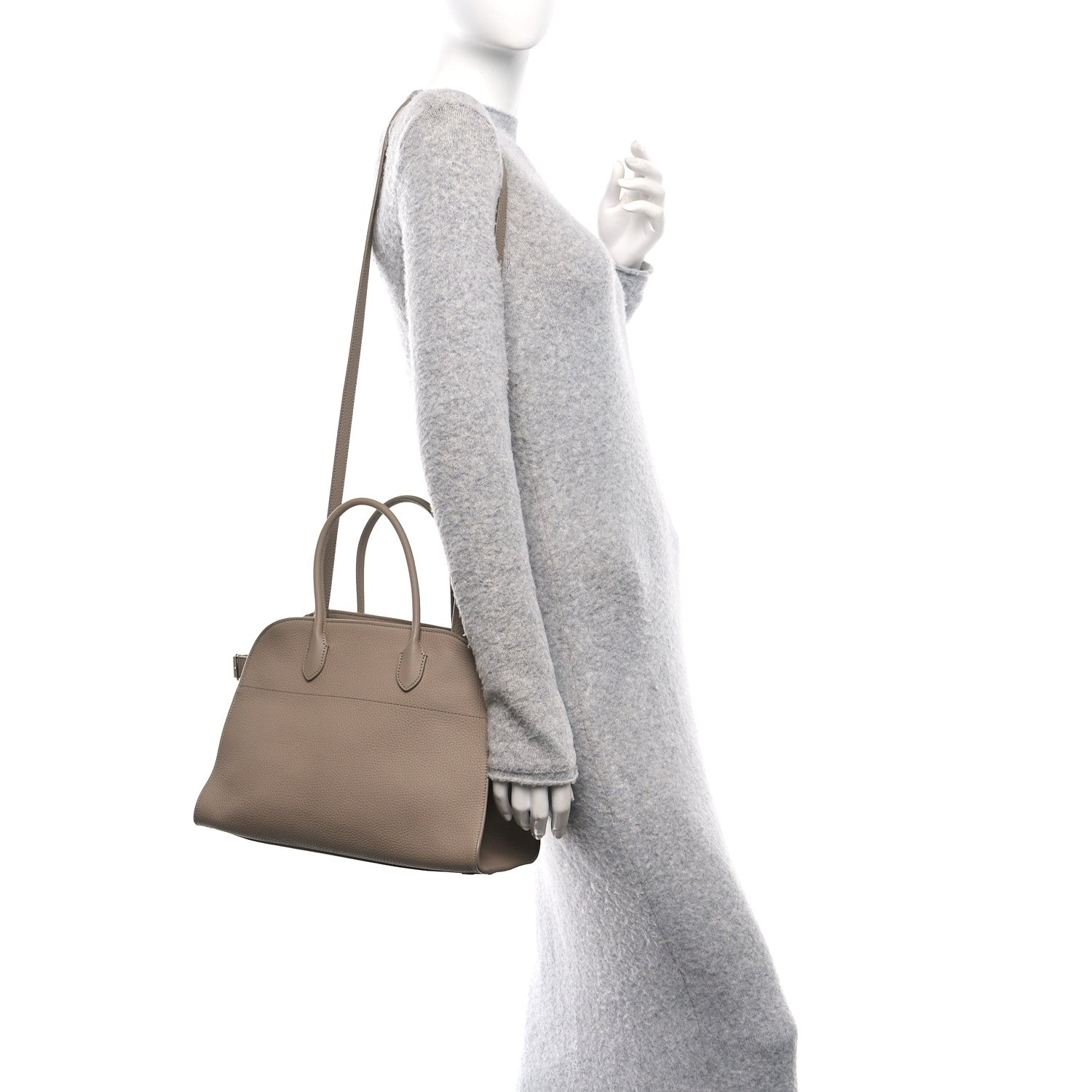 The Row Matte Grained Calfskin Soft Margaux 12 Dark Taupe 2 of 9