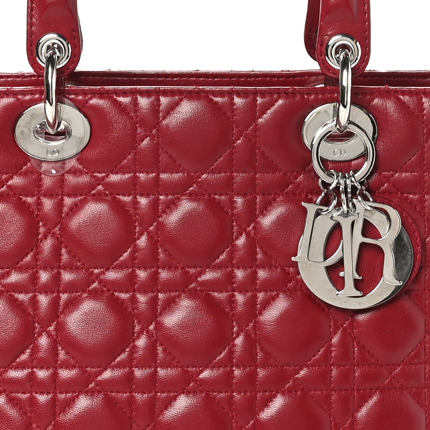 Lambskin Cannage Medium Lady Dior Red
