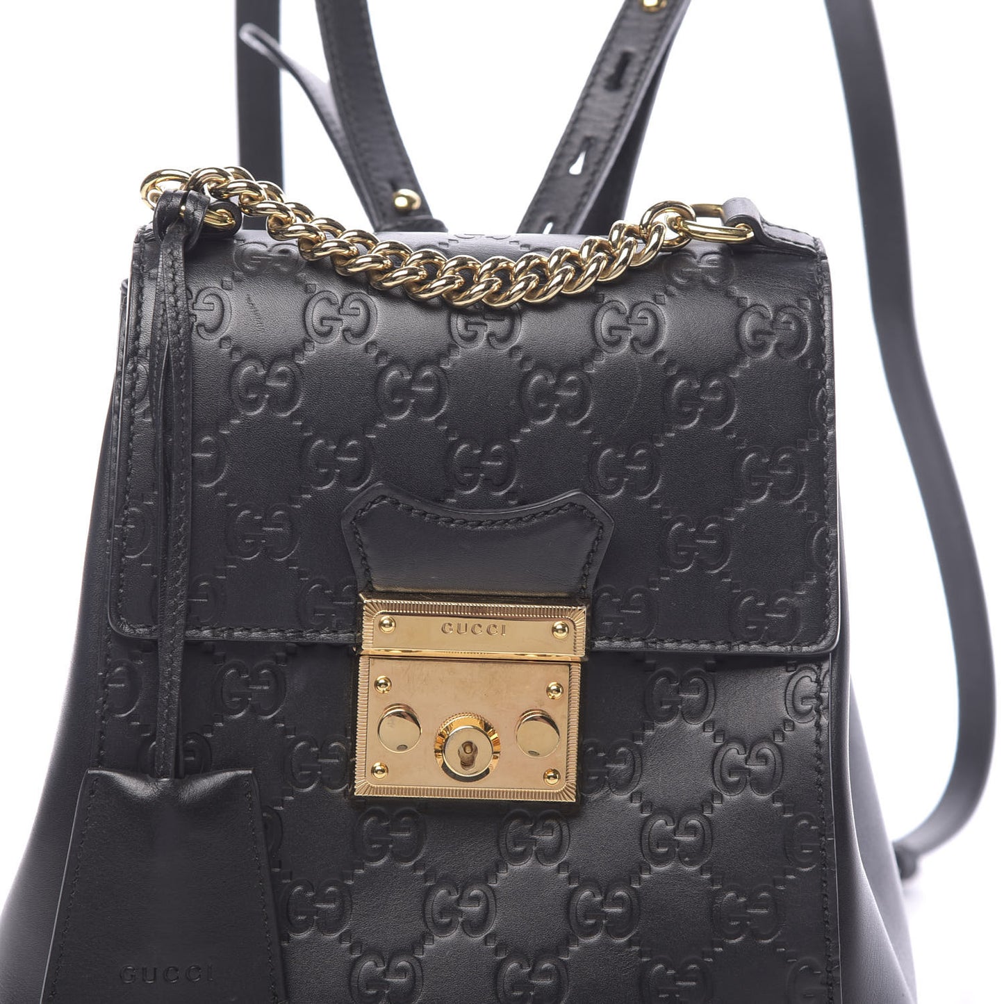 Guccissima Signature Padlock Backpack Black