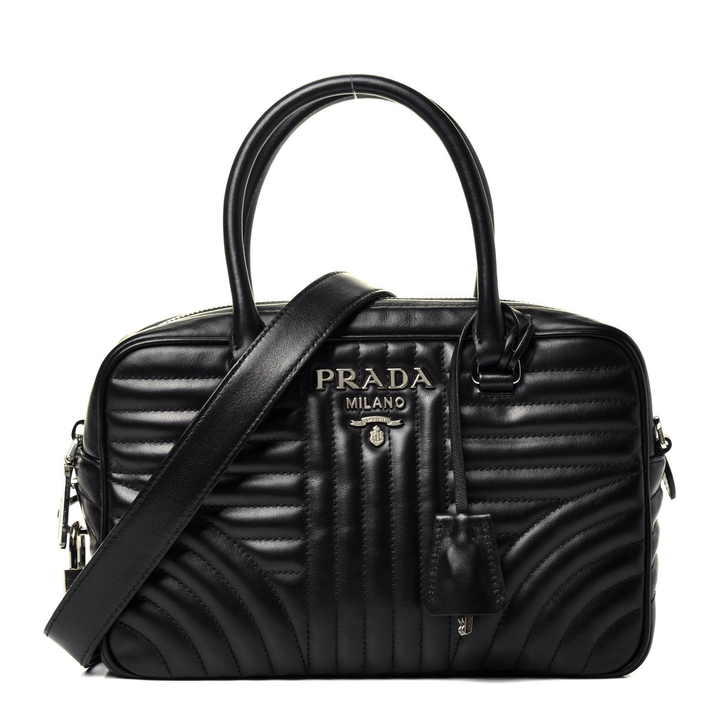 Soft Calfskin Impunture Diagramme Top Handle Crossbody Bag Black