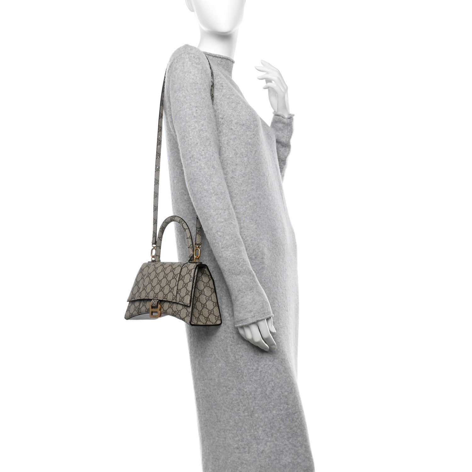 Balenciaga X GUCCI GG Supreme Monogram Small Hourglass Top Handle Bag Beige Ebony 2 of 10