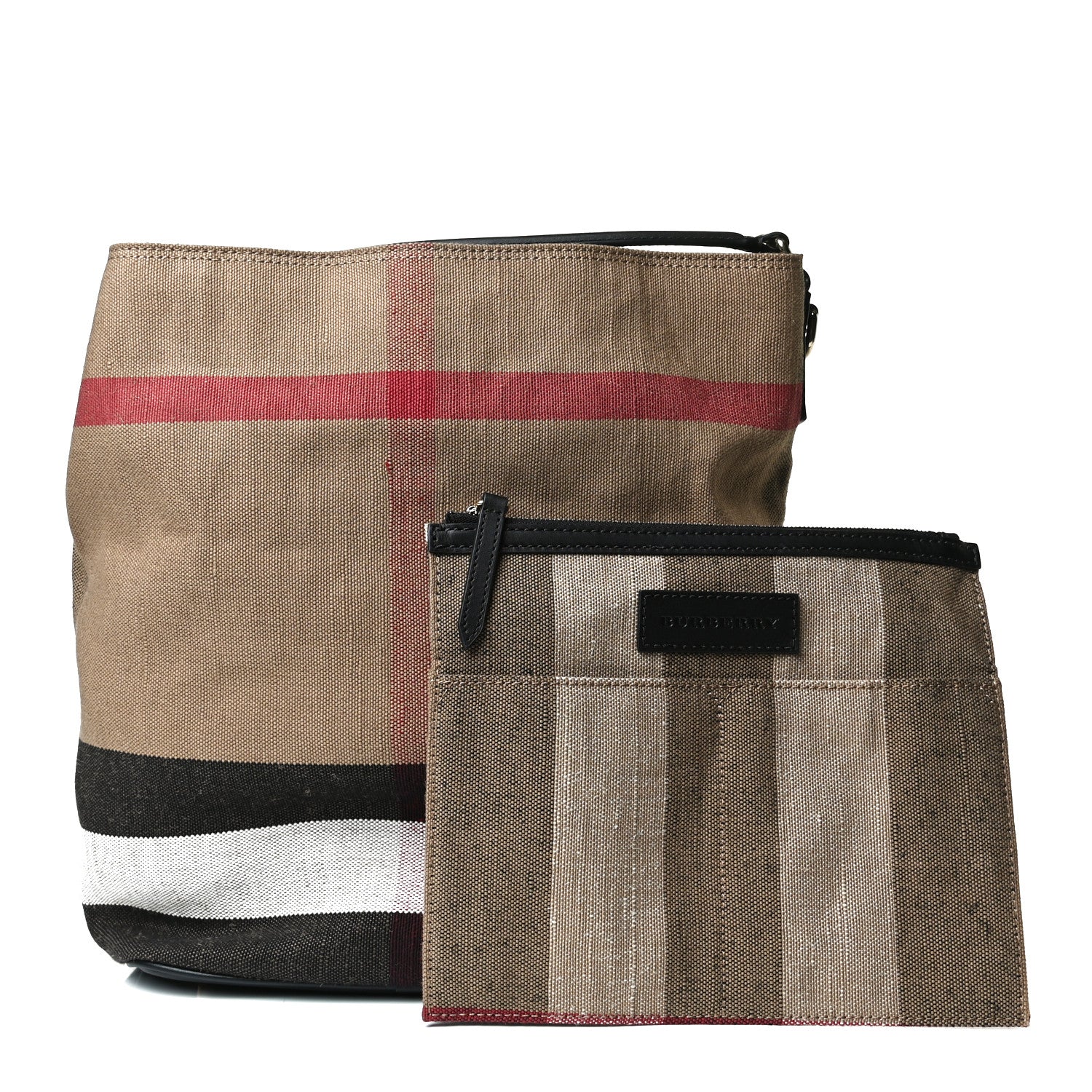 Burberry Canvas Mega Check Medium Ashby Hobo Black 1 of 16