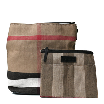 Burberry Canvas Mega Check Medium Ashby Hobo Black 1 of 16