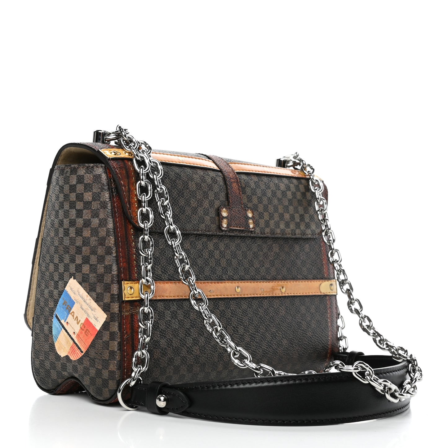 Transformed Damier Ebene Time Trunk Twist Shoulder Bag MM Black