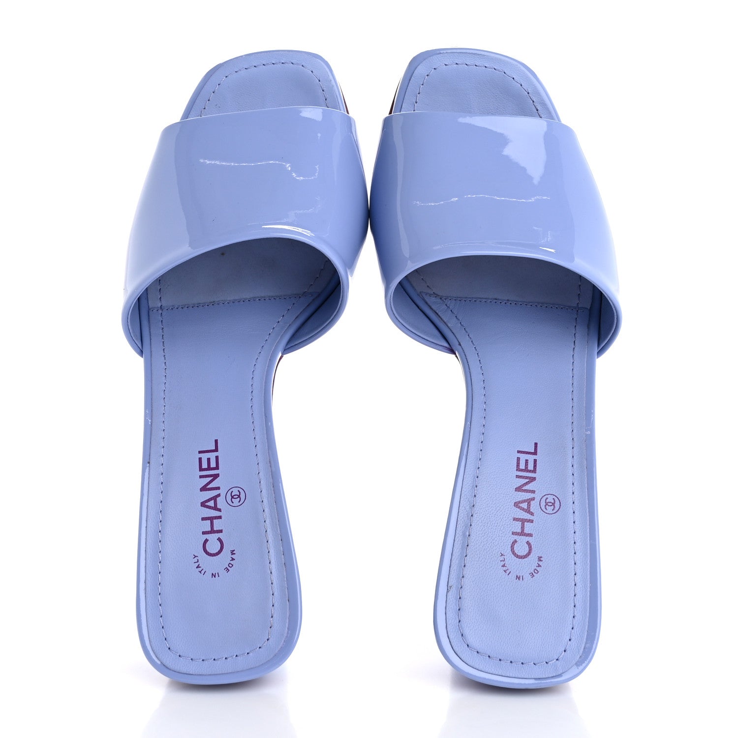 Chanel Patent Calfskin CC Mules 35 Light Purple Dark Purple 2 of 10
