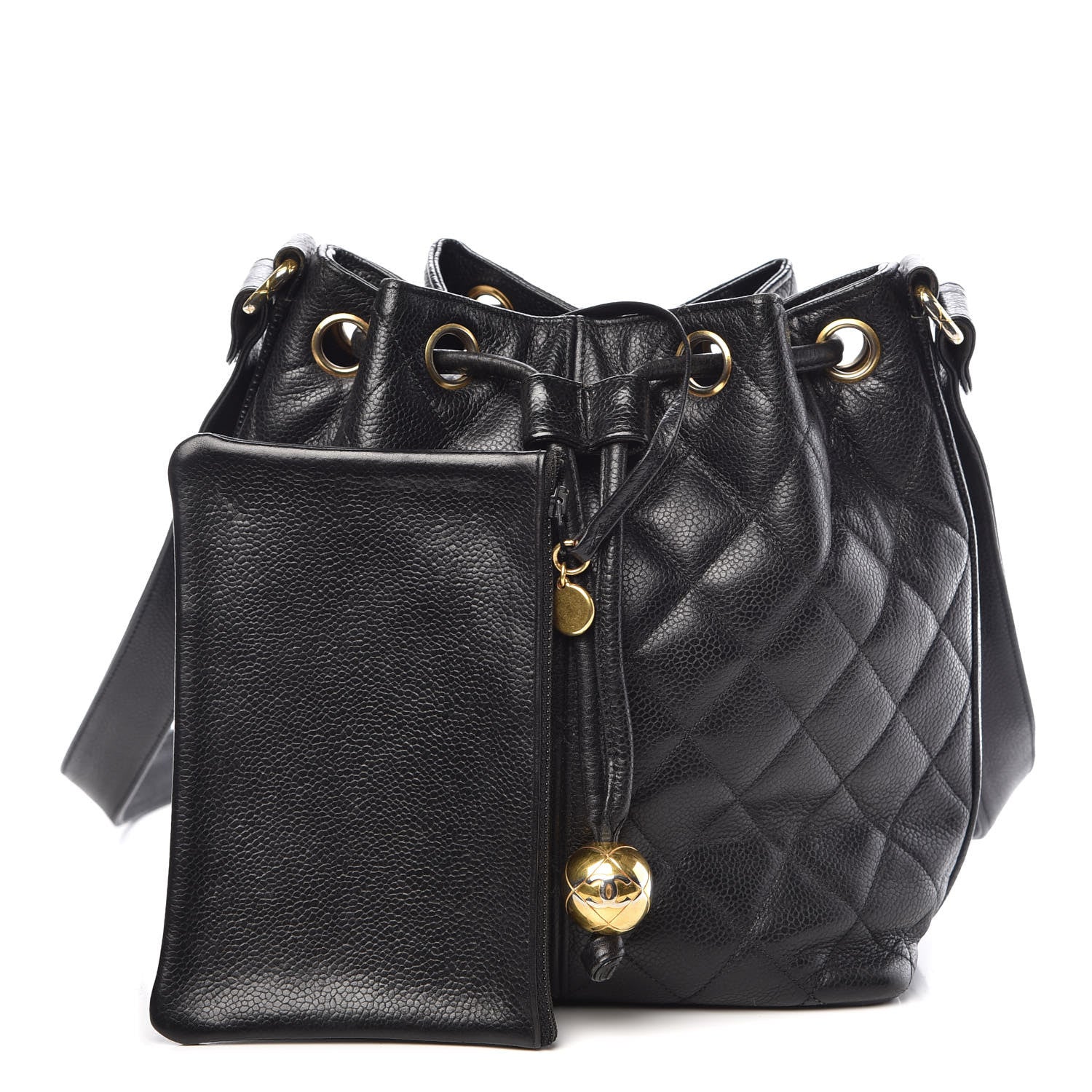 Chanel Caviar Quilted Drawstring Shoulder Bag Black 3 of 12