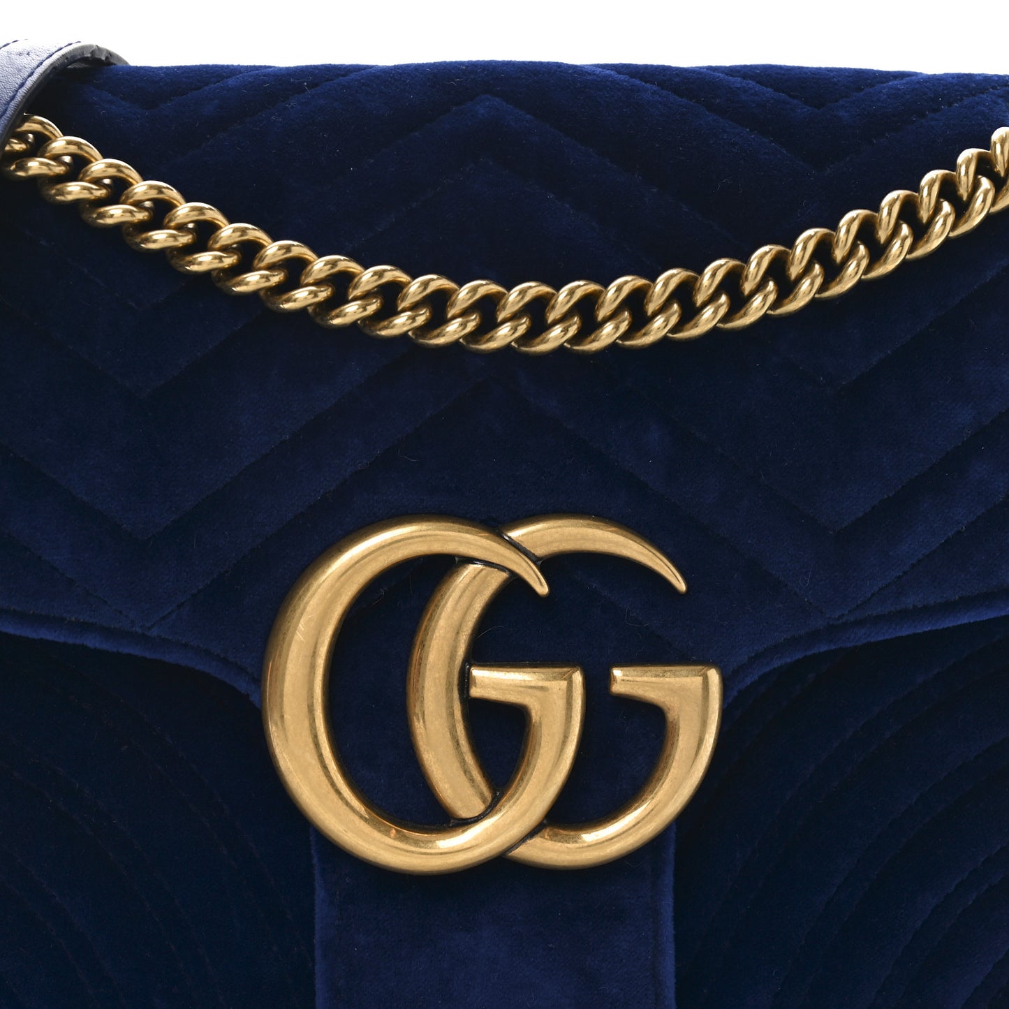 Velvet Matelasse Medium GG Marmont Shoulder Bag Cobalt Blue