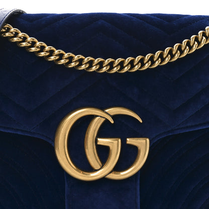 Gucci Velvet Matelasse Medium GG Marmont Shoulder Bag Cobalt Blue 8 of 10