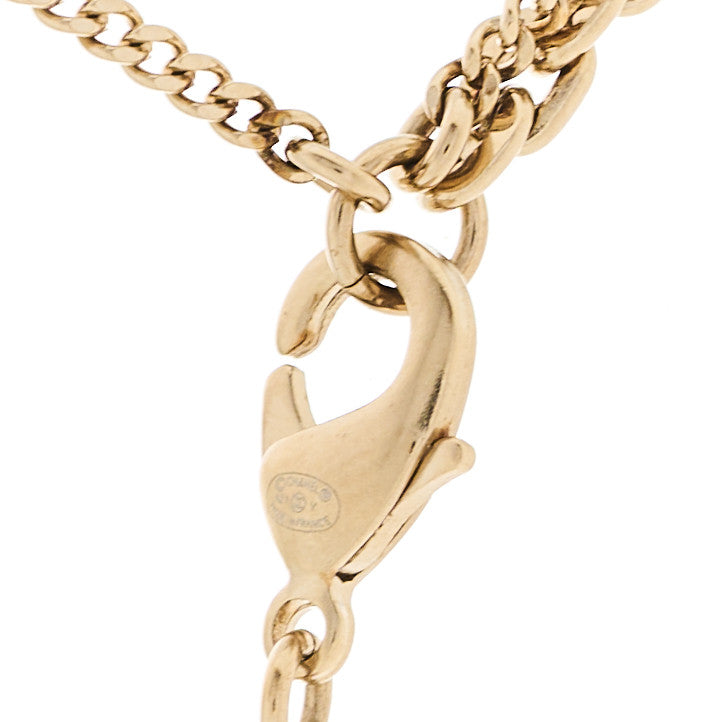 Chanel Crystal CC Pendant Necklace Gold 4 of 5
