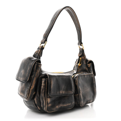 Miu Miu Distressed Nappa Pocket Bag  Sand Coffee 3 of 9