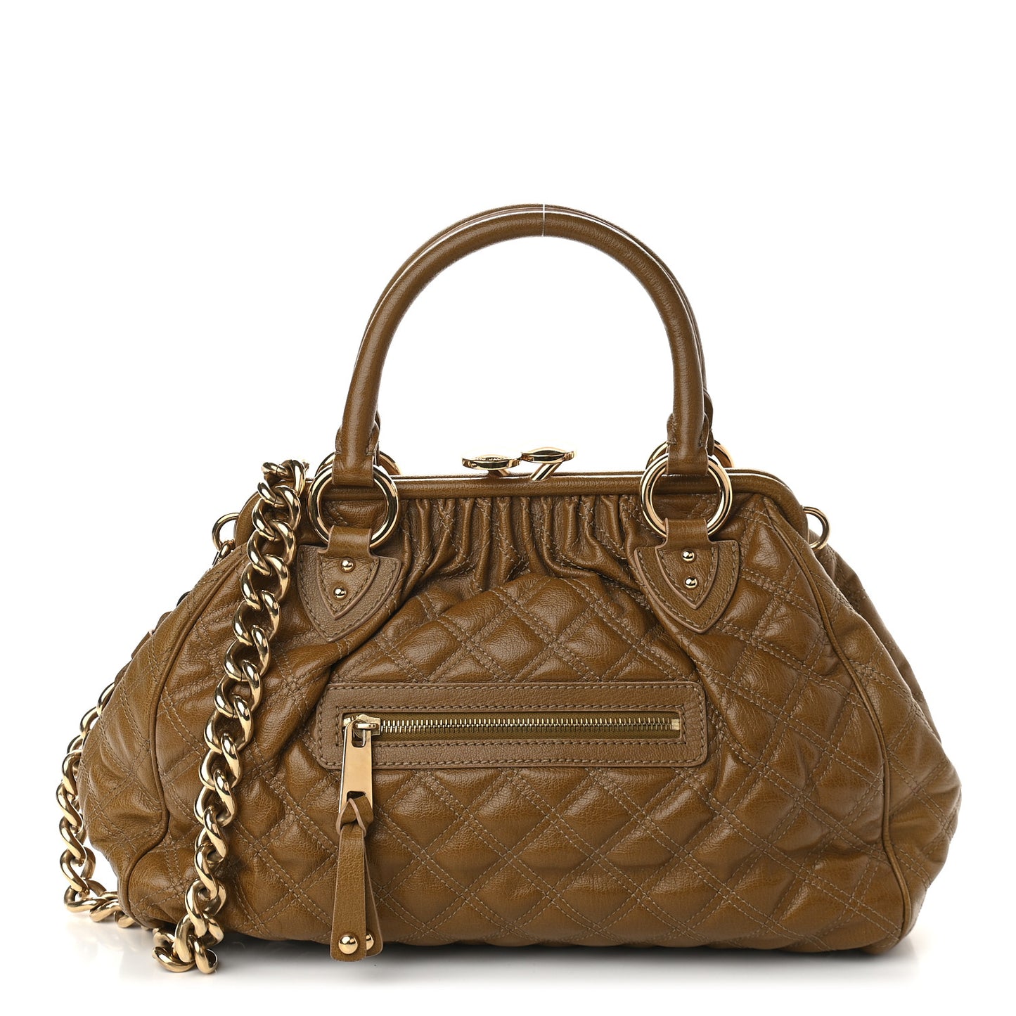 Calfskin Quilted Stam Brown