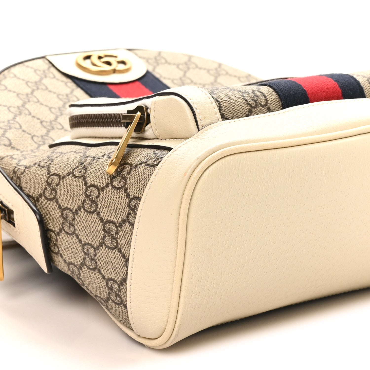 Gucci GG Supreme Monogram Textured Calfskin Web Small Ophidia Day Backpack Beige Ebony Mystic White 9 of 10