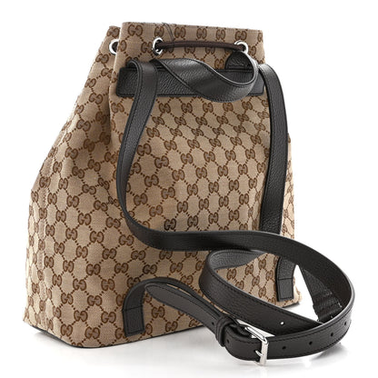 Gucci Monogram Dollar Calfskin O Drawstring Backpack Beige Ebony Testa di Moro Dark Chocolate 3 of 10