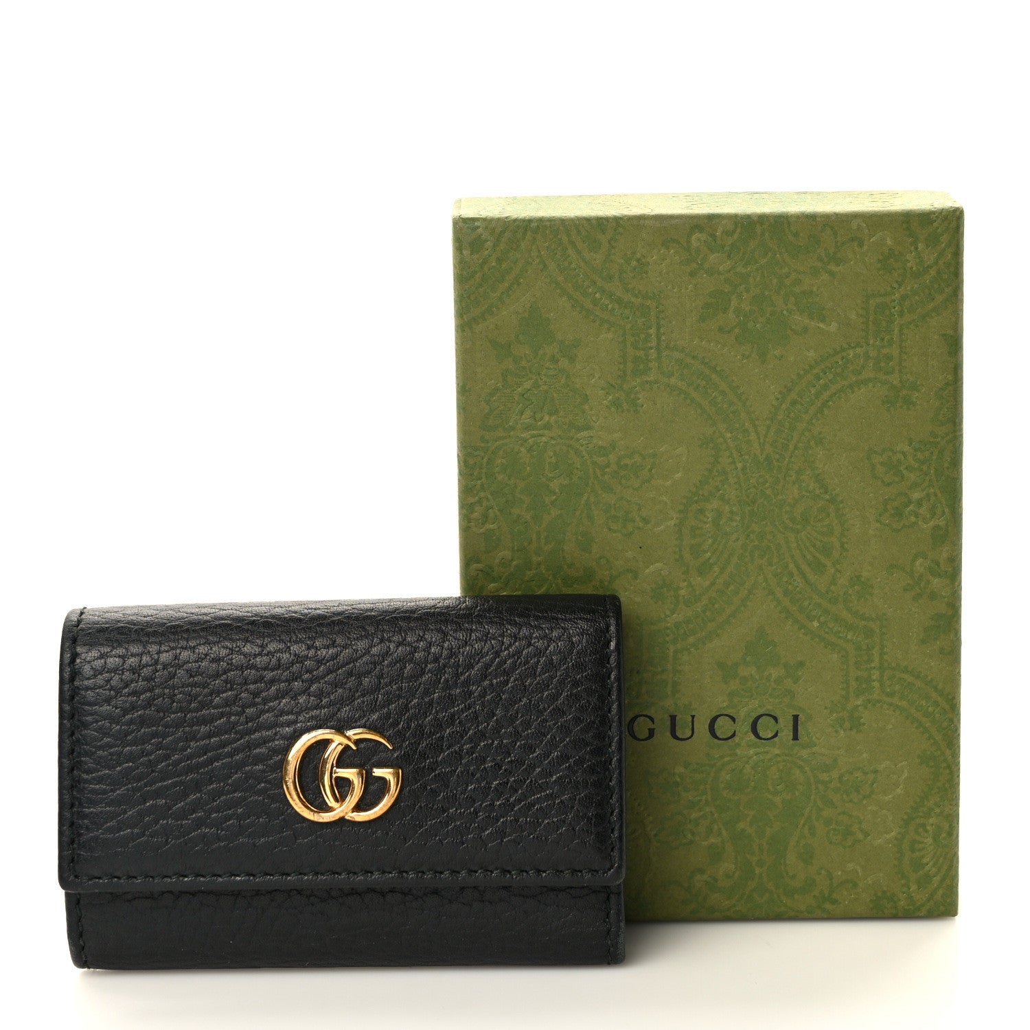 Gucci Pebbled Calfskin GG Marmont 6 Key Holder Black 8 of 8