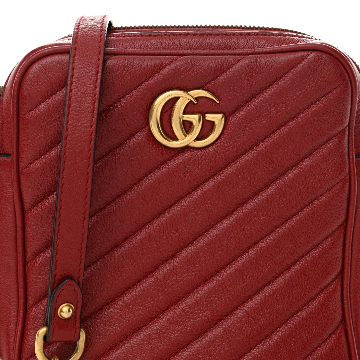 Azalea Calfskin Matelasse Diagonal Tall GG Marmont Crossbody Bag Romantic Cerise
