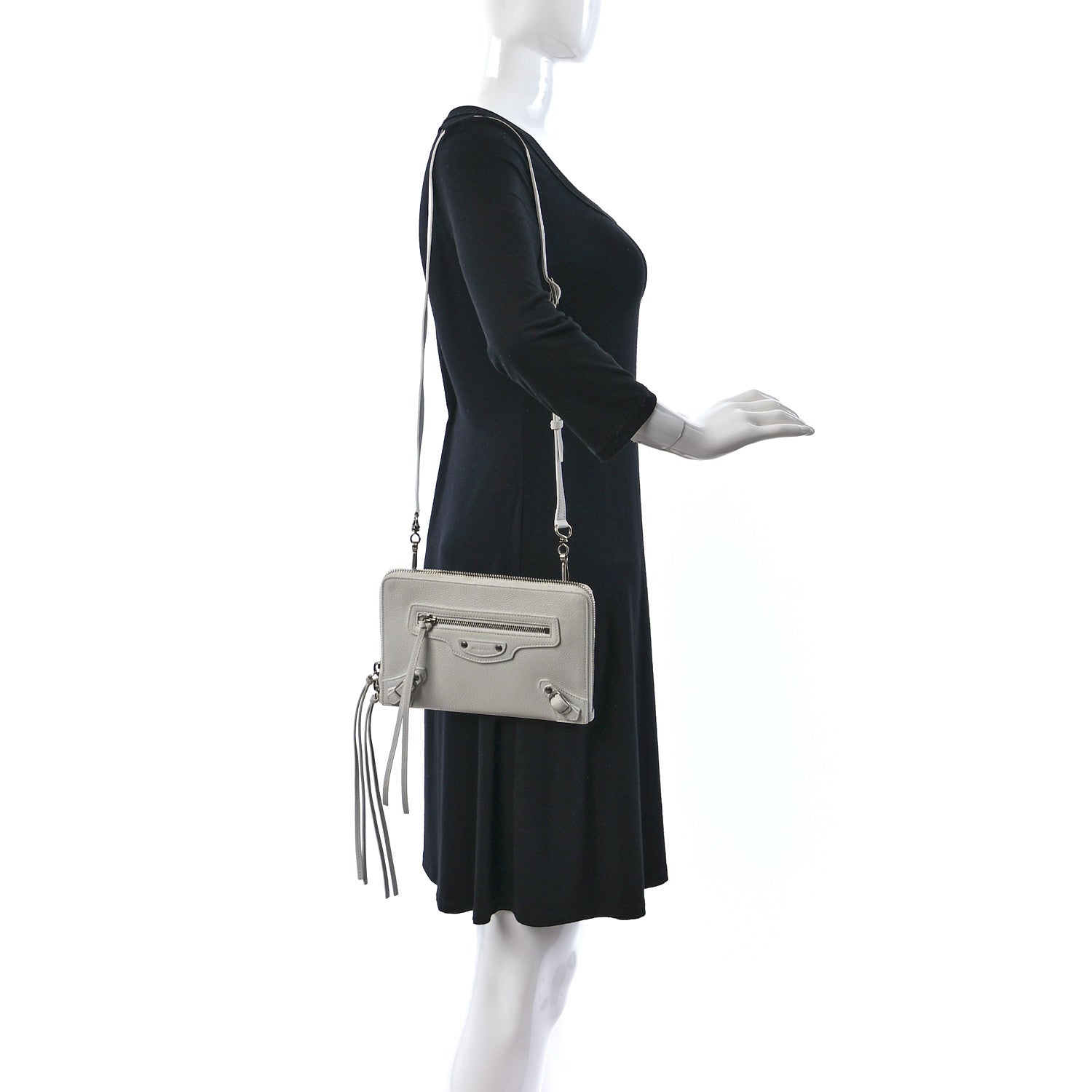Balenciaga Grained Calfskin Classic Silver Hardware Reporter Crossbody White 2 of 15