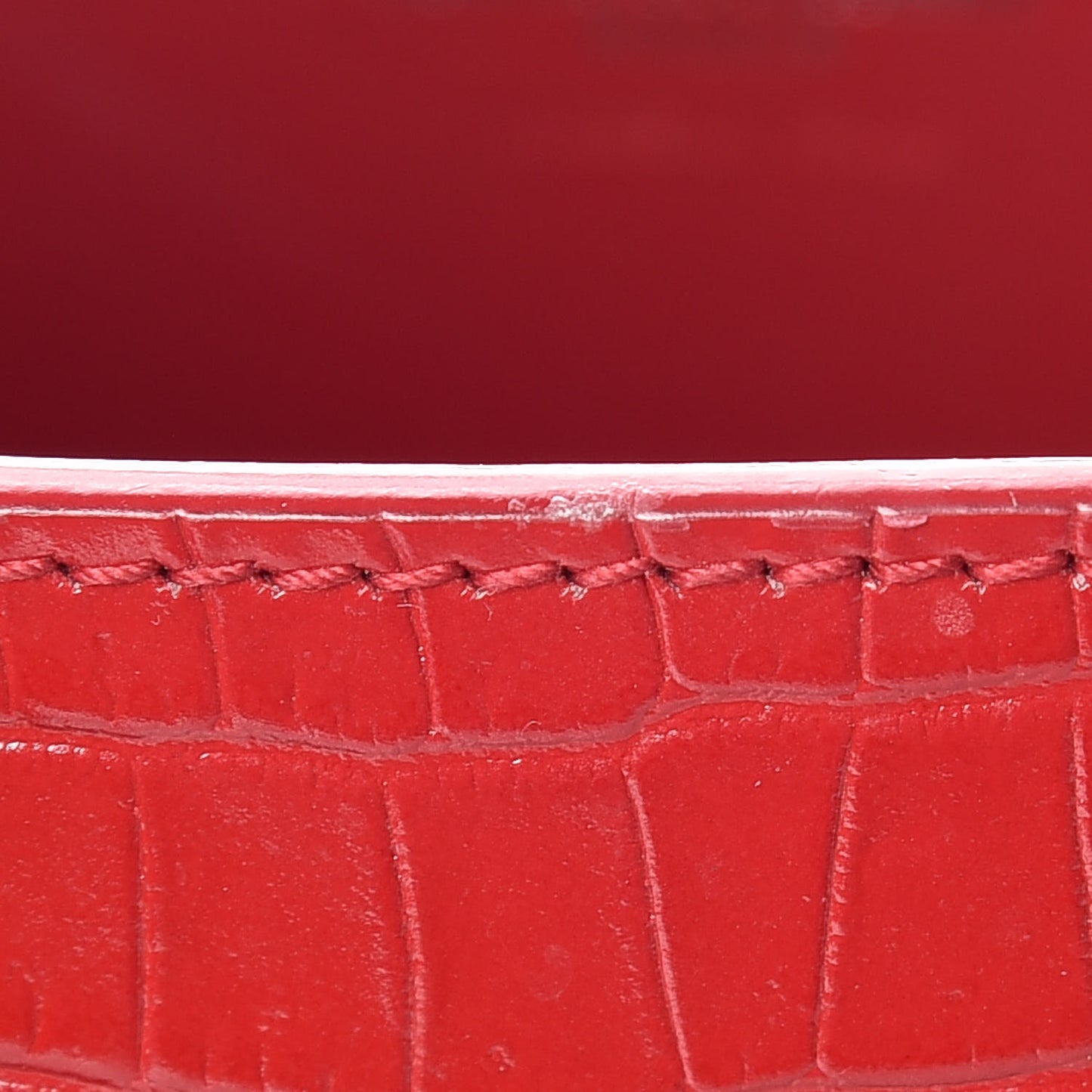 Calfskin Crocodile Embossed Nano Sac De Jour Dark Red
