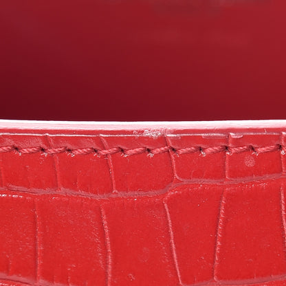 Saint Laurent Calfskin Crocodile Embossed Nano Sac De Jour Dark Red 10 of 10