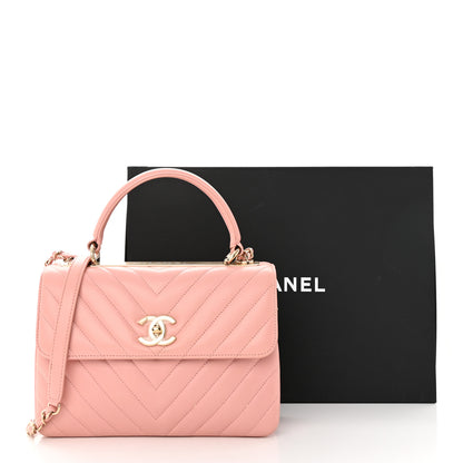 Chanel Lambskin Chevron Quilted Small Trendy CC Dual Handle Flap Bag Light Pink 25 of 25