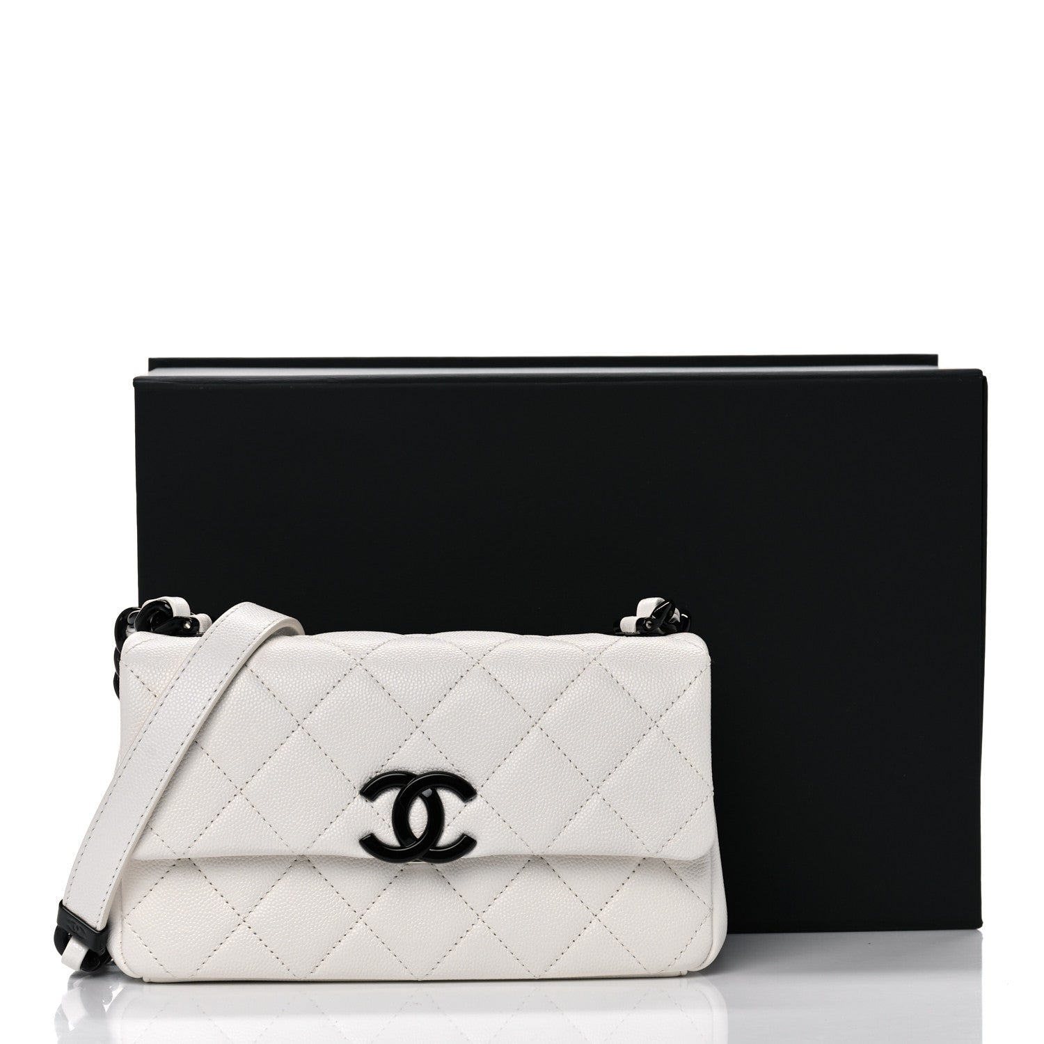Chanel Caviar Quilted My Everything Small Flap White Black 9 of 9