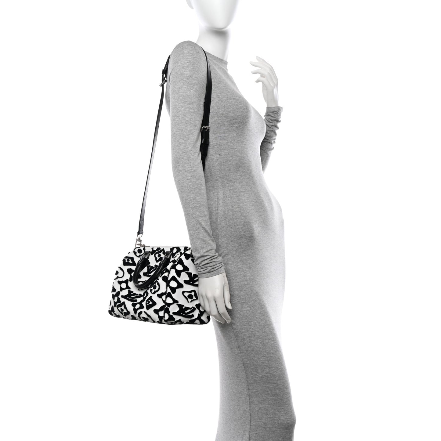 X UF Tufted Monogram Speedy Bandouliere 25 White Black