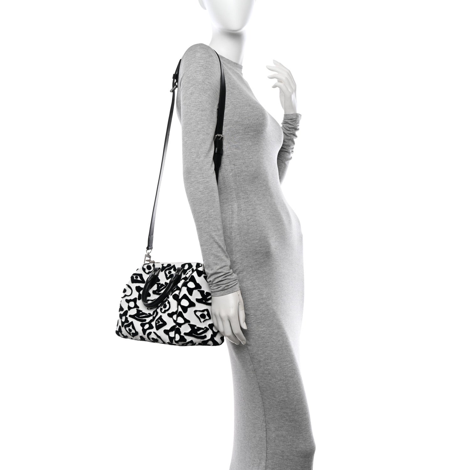 Louis Vuitton X UF Tufted Monogram Speedy Bandouliere 25 White Black 2 of 10