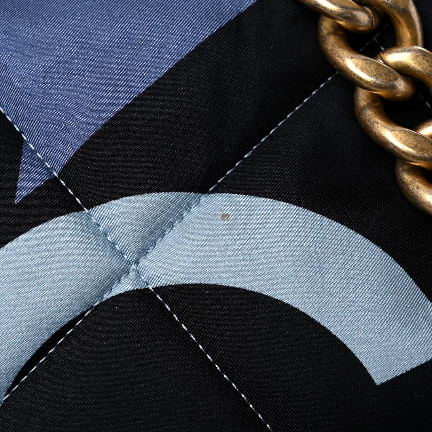 Chanel Silk Maxi Scarf Chanel 19 Flap Black Blue White 17 of 17