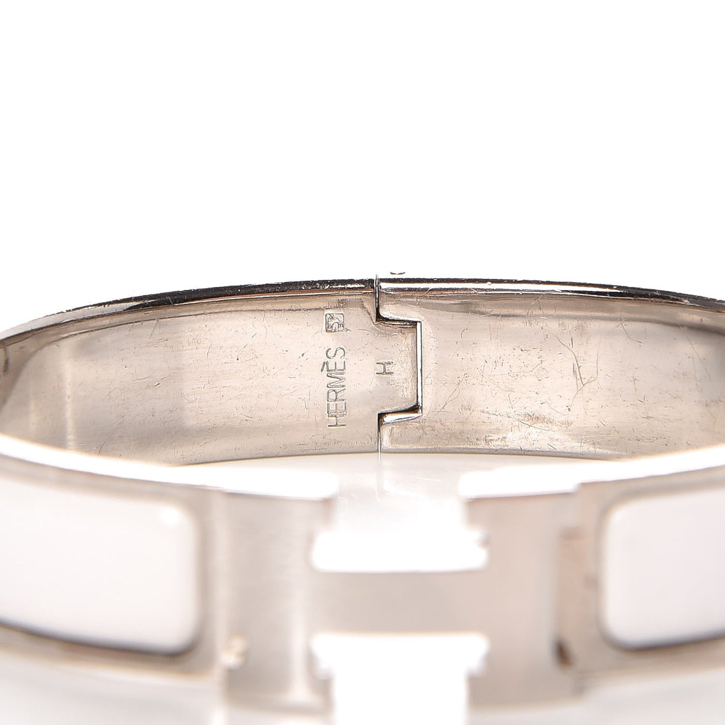 Enamel Narrow Clic Clac H Bracelet PM White