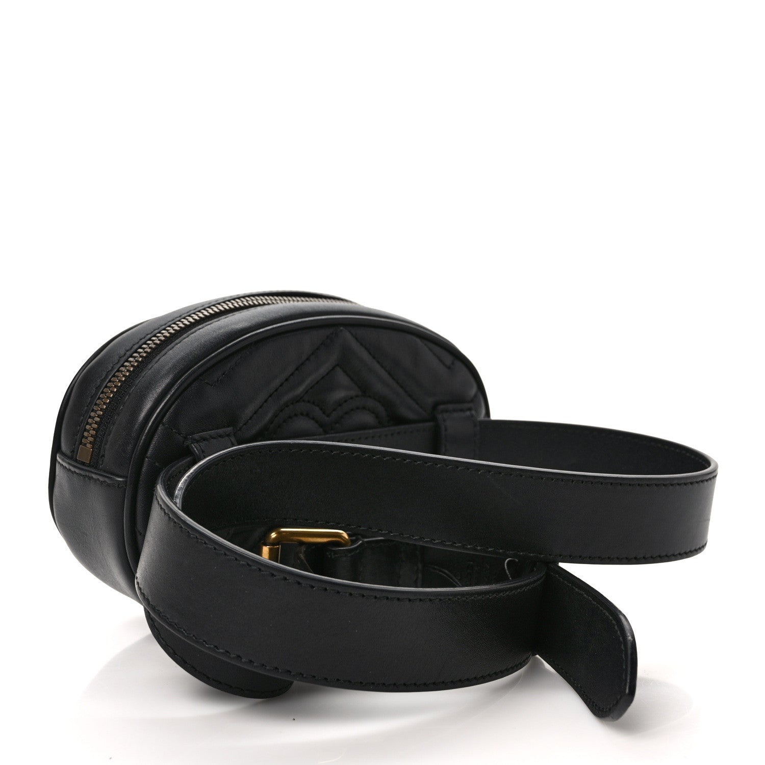 Gucci Calfskin Matelasse GG Marmont Belt Bag 95 38 Black 3 of 11