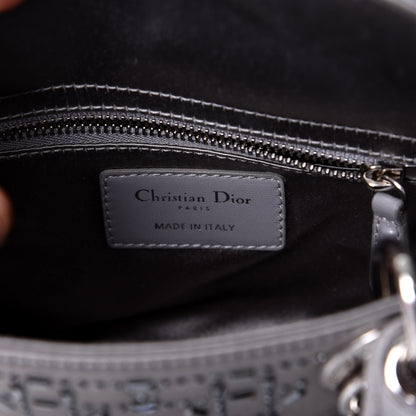 Christian Dior Satin Crystal Cannage Mini Lady Dior Gray 7 of 9