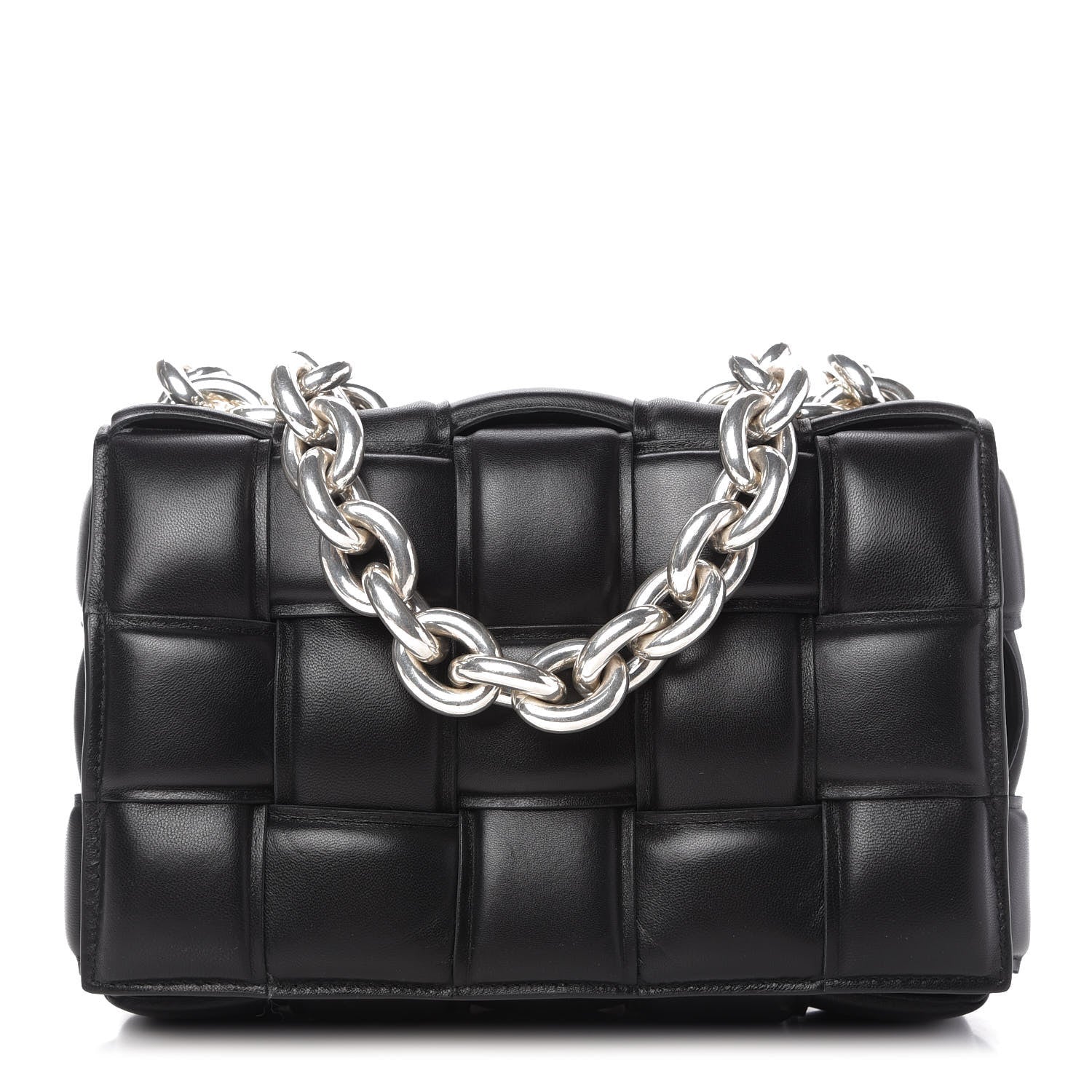 Bottega Veneta Lambskin Maxi Intreccio Padded Chain Cassette Crossbody Bag Black 1 of 9