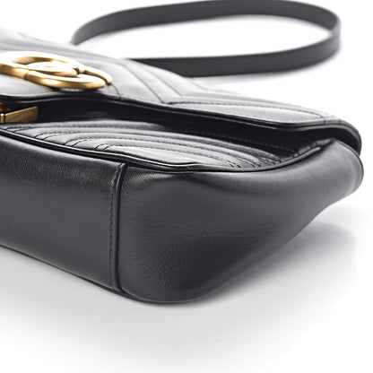 Gucci Calfskin Matelasse Small GG Marmont Shoulder Bag Black 9 of 10