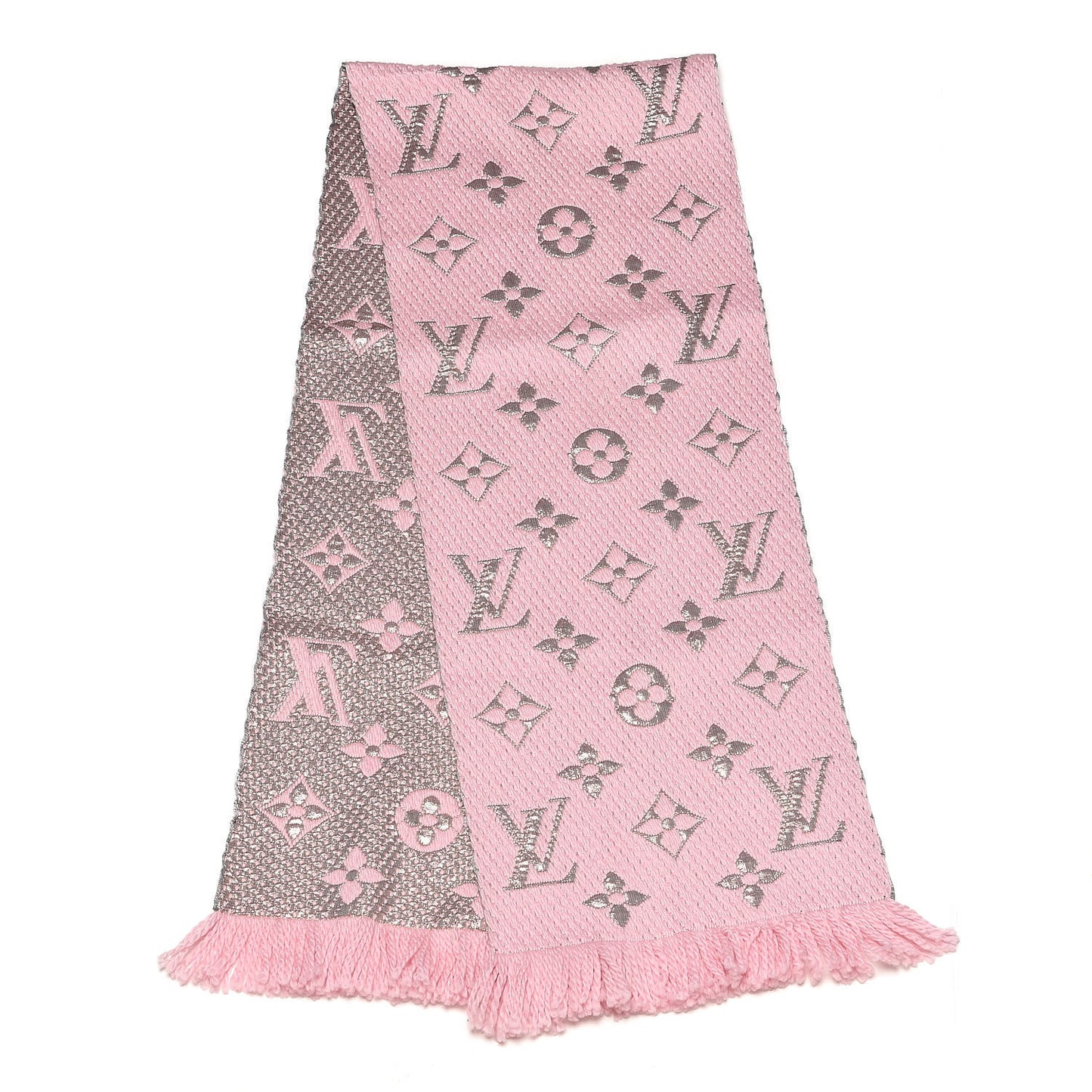 Wool Silk Logomania Shine Scarf Pink