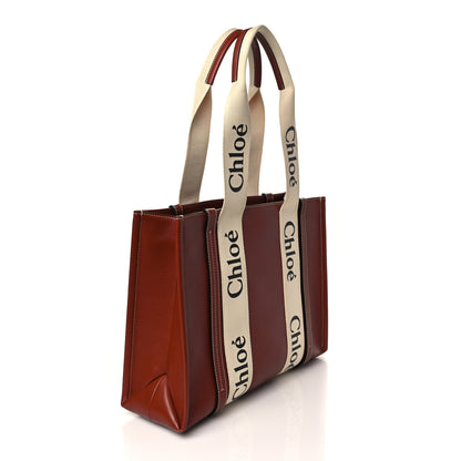 Chloe Calfskin Medium Woody Ribbon Tote Sepia Brown 3 of 10