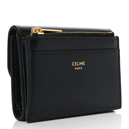 Celine Calfskin Compact Triomphe Wallet With Coin Purse Black 3 of 7