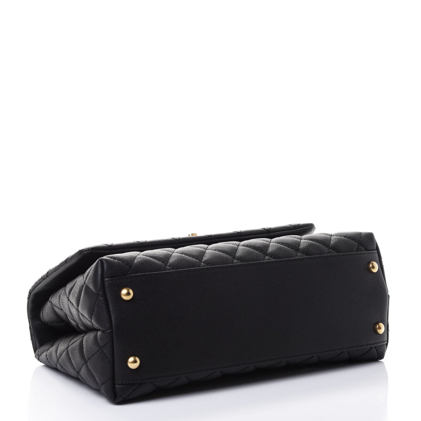 Caviar Lizard Embossed Quilted Small Coco Handle Flap Black