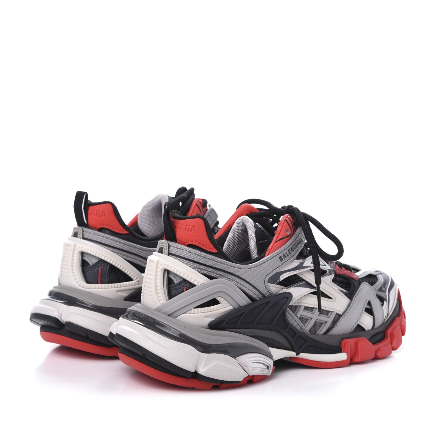 Balenciaga Rubber Mesh Bi-Color Womens Track.2 Open Sneakers 36 Black Grey Red 4 of 9