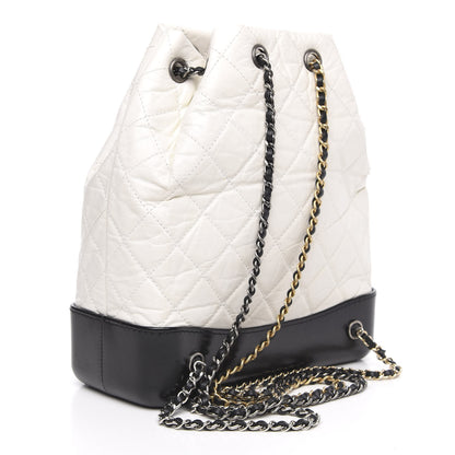 Chanel Aged Calfskin Quilted Gabrielle Backpack Black White 2 of 10