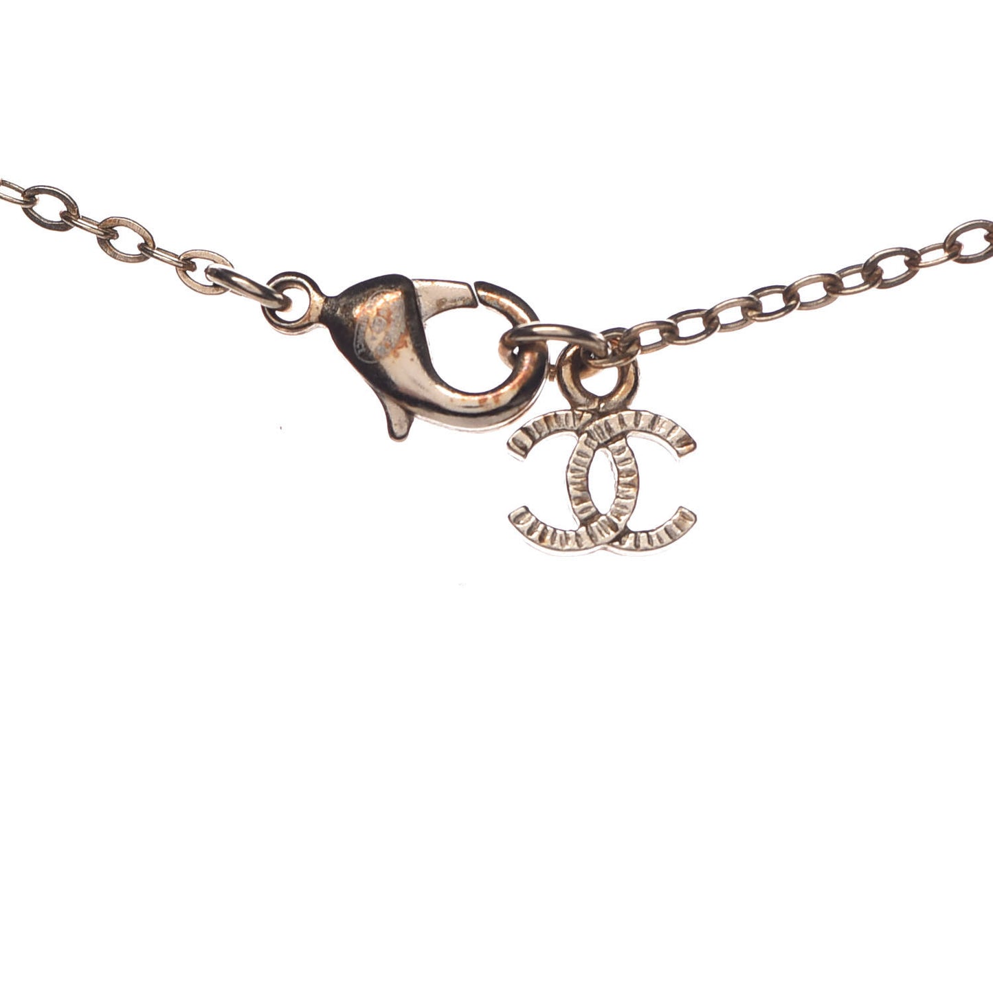 Pearl Crystal CC Drop Necklace Gold