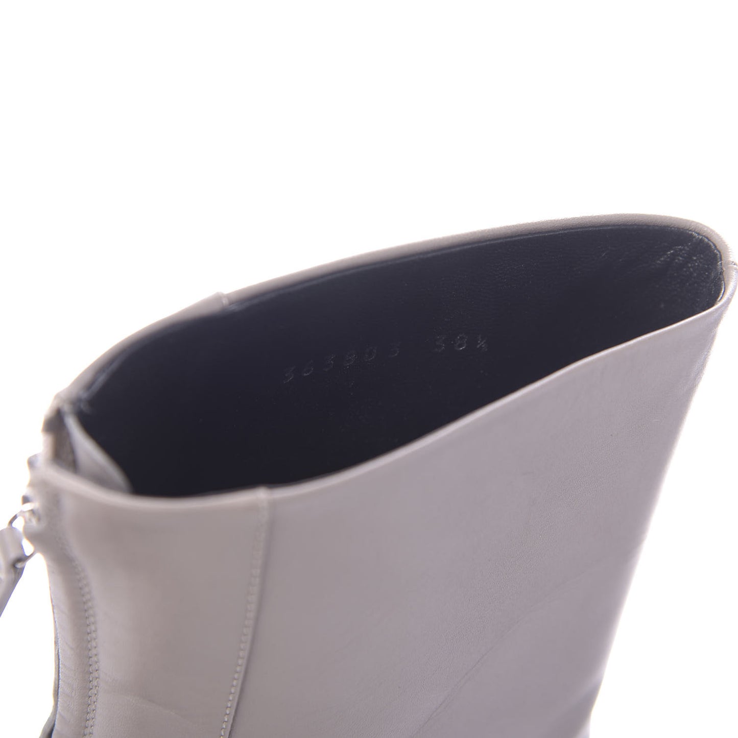 Calfskin Twiggy Horsebit Boot 38.5 Storm Grey
