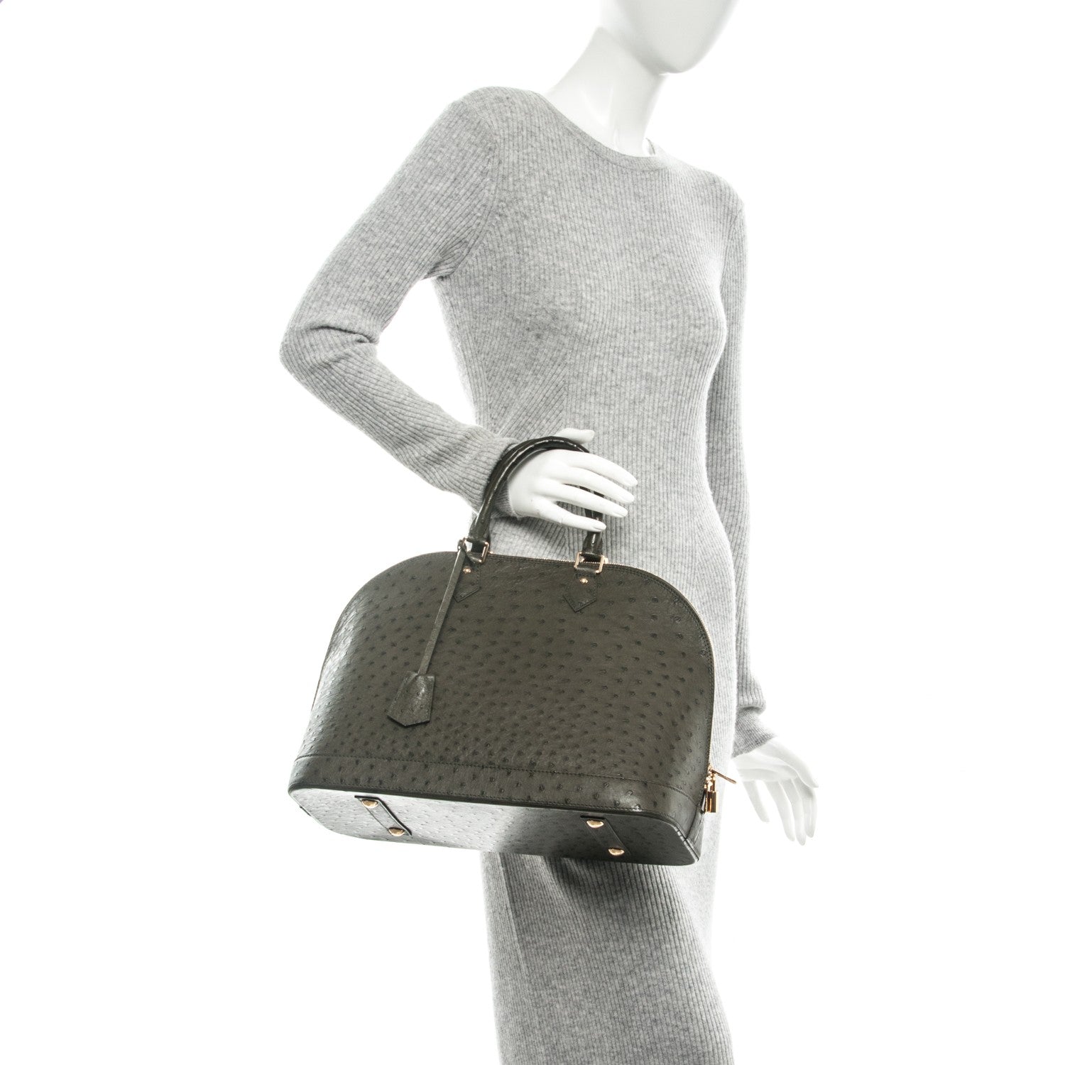 Louis Vuitton Ostrich Alma GM Olive 2 of 7
