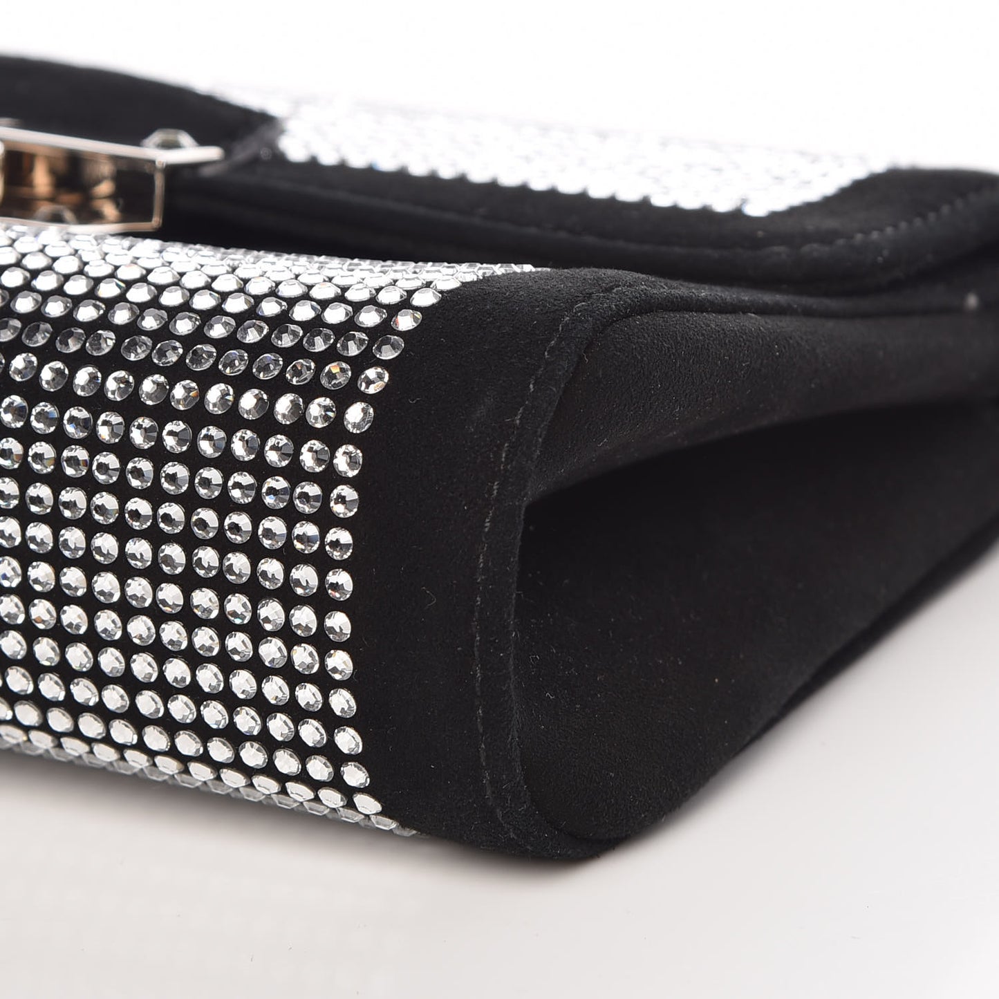 Suede Crystal Clutch Black