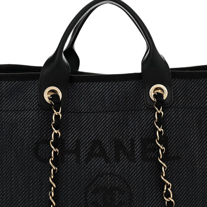 Chanel Mixed Fibers Calfskin Medium Deauville Black 8 of 18