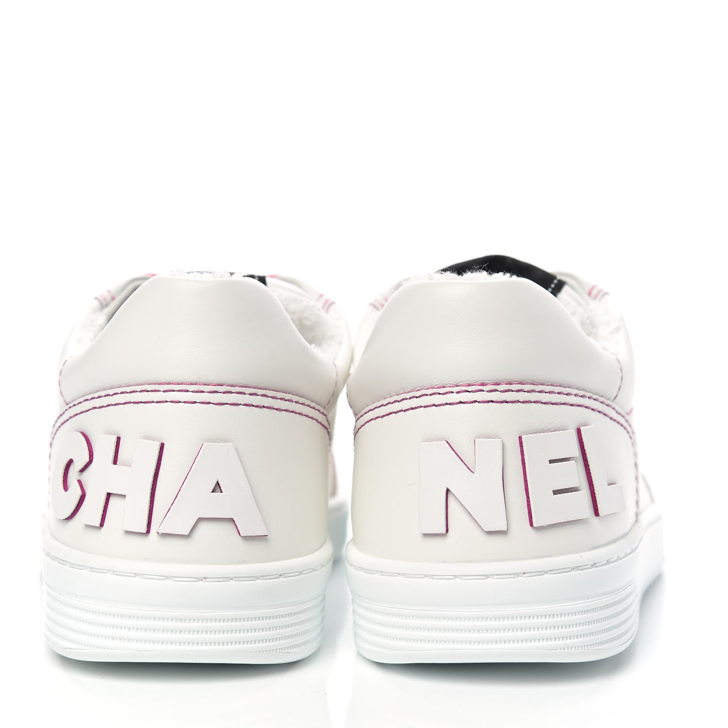 Chanel Calfskin Womens Logo Sneakers 38 White Pink 5 of 10