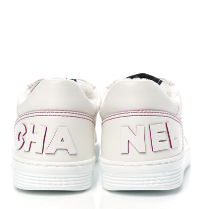 Chanel Calfskin Womens Logo Sneakers 38 White Pink 5 of 10