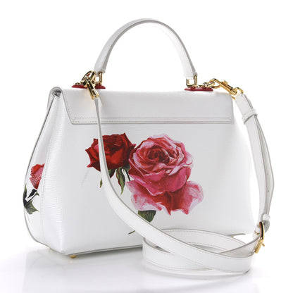 Dolce & Gabbana Grained Calfskin Floral Printed Small Lucia Satchel White 3 of 13